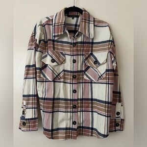 Blu Pepper Button Down Pink Plaid Top Shirt 100% Cotton Size Large